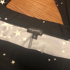 Brushed Bellbottoms, black with white stars